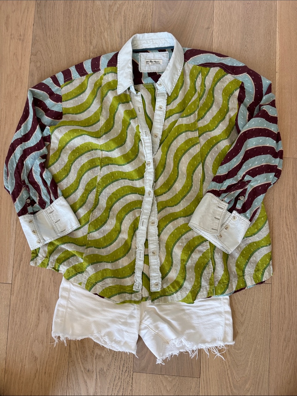 Free People semi sheer multi color blouse